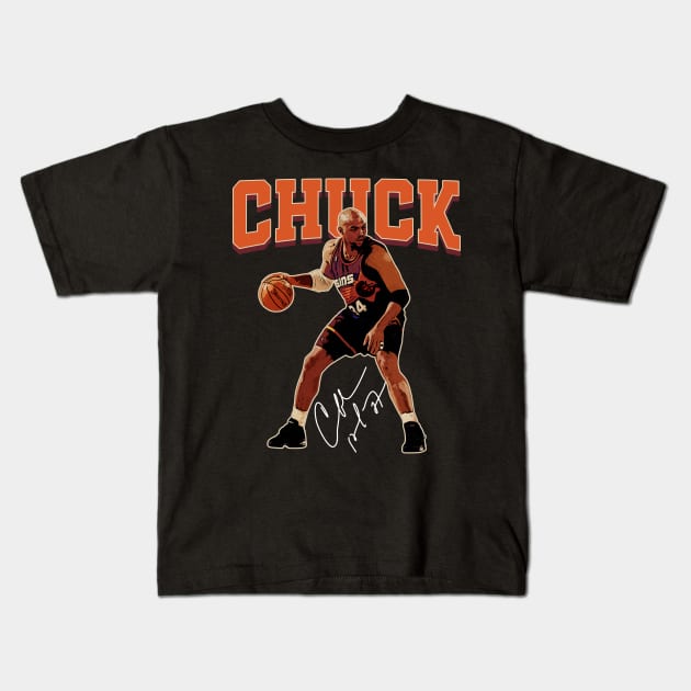 Charles Barkley The Chuck Basketball Legend Signature Vintage Retro 80s 90s Bootleg Rap Style Kids T-Shirt by CarDE